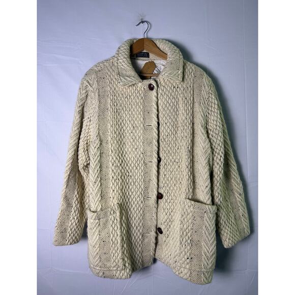 Blarney Woolen Mills Irish Cable Knit Wool Button Up Coat Sweater Lined Plus XXL - Picture 1 of 4
